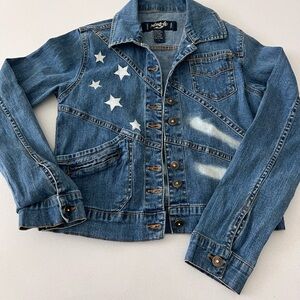 Authentic original ANGFU blue button down‎ jean jacket